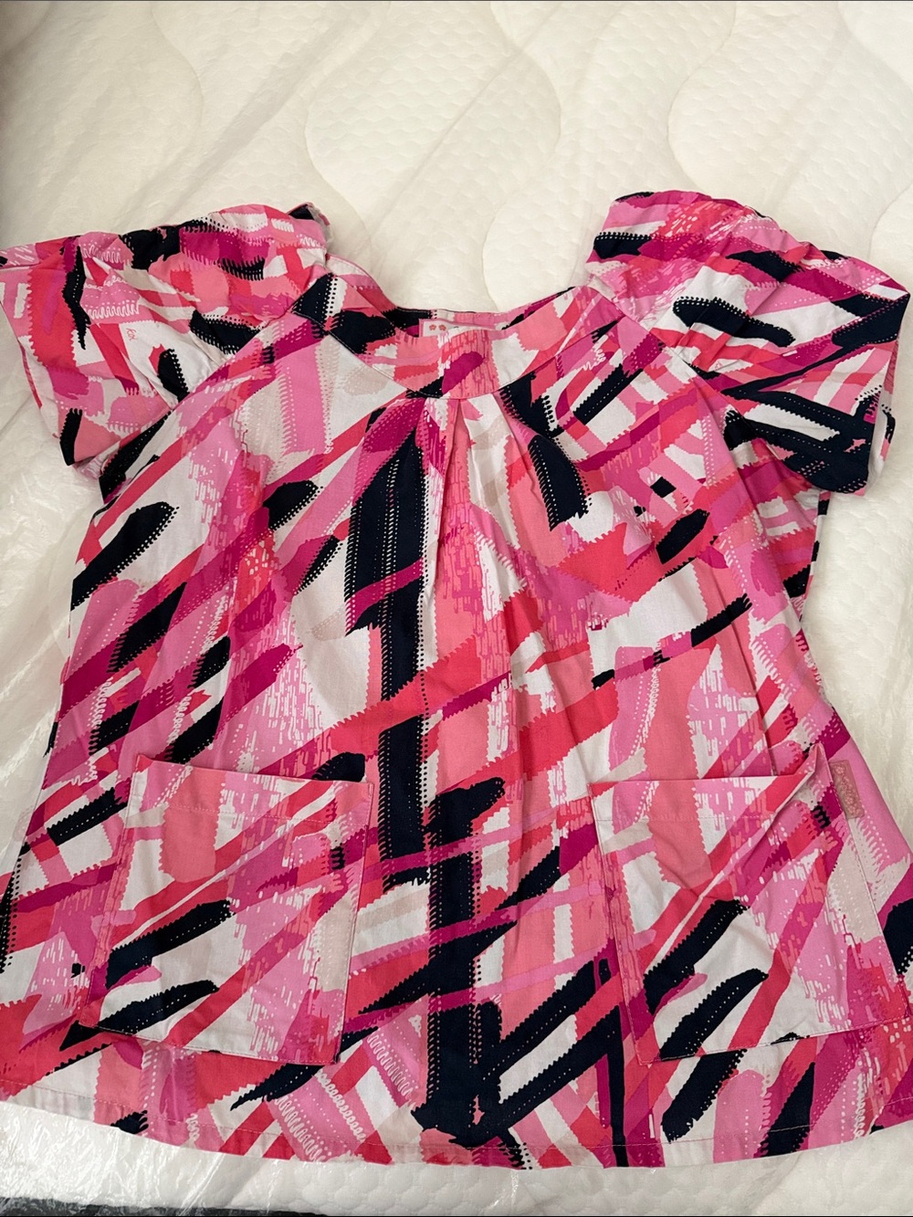 koi Pink Abstract Print Off-Shoulder Tunic